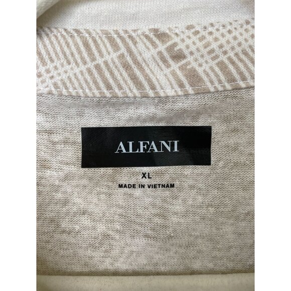 Alfani Mens Linen Stretch Polo Shirt Fresh Cement Design XL Comfortable NEW - Picture 3 of 8